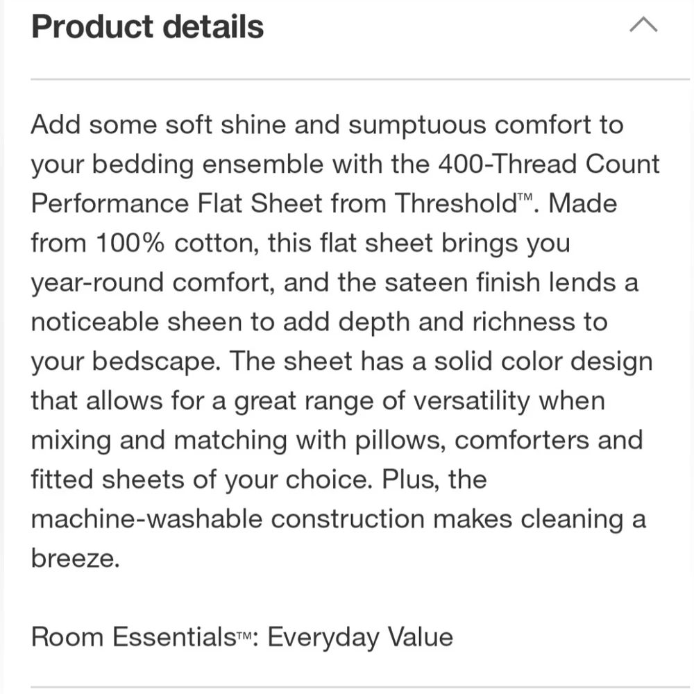 Threshold Full 400 Thread Count Performance Flat Sheet Metallic Blue